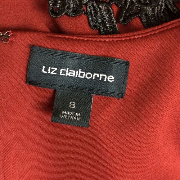 Liz Claiborne Burgundy Flare Dress Size 8 - Picture 5 of 5